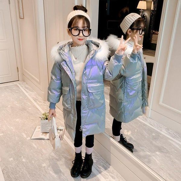 down coat girls winter cotton jacket fashion girl parka warm hooded snow thickened long 7-11 years, Blue;gray
down coat girls winter cotton jacket fashion girl parka warm hooded snow thickened long 7-11 years, Blue;gray