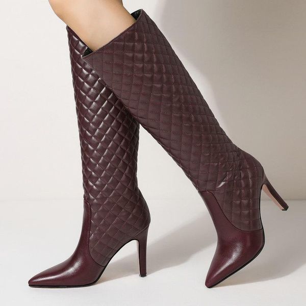 boots brand pointed toe knee high woman fashion faux leather thin heels lazy dress black winered white
boots brand pointed toe knee high woman fashion faux leather thin heels lazy dress black winered white