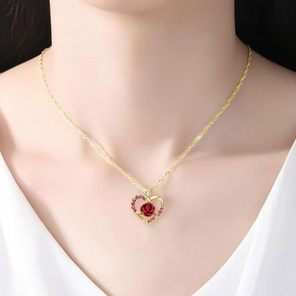chokers heart rose pendant necklaces for women girl gold color chain charm crystal female jewelry accessories valentine's day gift, Golden;silver
chokers heart rose pendant necklaces for women girl gold color chain charm crystal female jewelry accessories valentine's day gift, Golden;silver