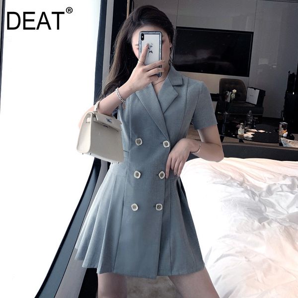 summer fashion women clothes notched collar short sleeves double breasted pleated suit dress wp88202l 210421, Black;gray
summer fashion women clothes notched collar short sleeves double breasted pleated suit dress wp88202l 210421, Black;gray