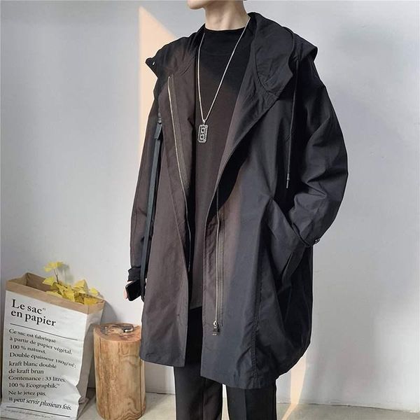 men's trench coats spring and autumn hooded parka mid-length coat trendy loose all-matching work clothes overcoat jacket, Tan;black
men's trench coats spring and autumn hooded parka mid-length coat trendy loose all-matching work clothes overcoat jacket, Tan;black