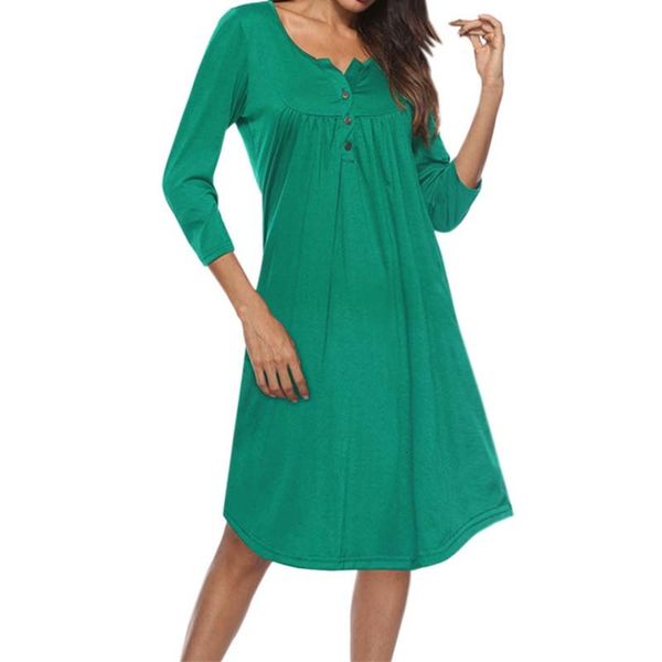 dress autumn button fitted with three-quarters sleeves loose dresses wl68, Black;gray 
dress autumn button fitted with three-quarters sleeves loose dresses wl68, Black;gray