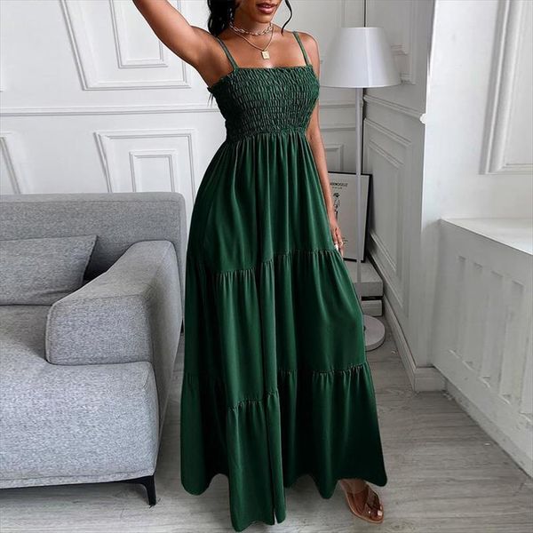 elegant summer boho long women dress sleeveless sling beach maxi fashion backless draped big swing party dresses, Black;gray
elegant summer boho long women dress sleeveless sling beach maxi fashion backless draped big swing party dresses, Black;gray