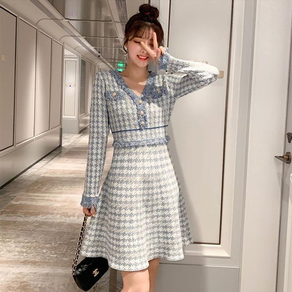 fashion autumn elegant vintage women dress houndstooth runway jacquard knitting, Black;gray
fashion autumn elegant vintage women dress houndstooth runway jacquard knitting, Black;gray
