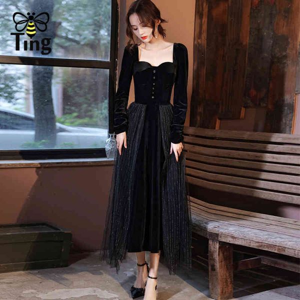 vintage elegant black women a line dress retro square collar party dinner dresses velvet & mesh patchwork long vestidos 210513, Black;gray
vintage elegant black women a line dress retro square collar party dinner dresses velvet & mesh patchwork long vestidos 210513, Black;gray
