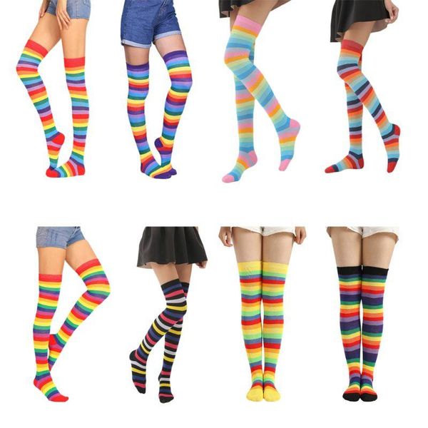 socks & hosiery women girls fancy rainbow colorful stripes over knee long halloween cosplay costume knitted stretchhy thigh high stockings, Black;white
socks & hosiery women girls fancy rainbow colorful stripes over knee long halloween cosplay costume knitted stretchhy thigh high stockings, Black;white