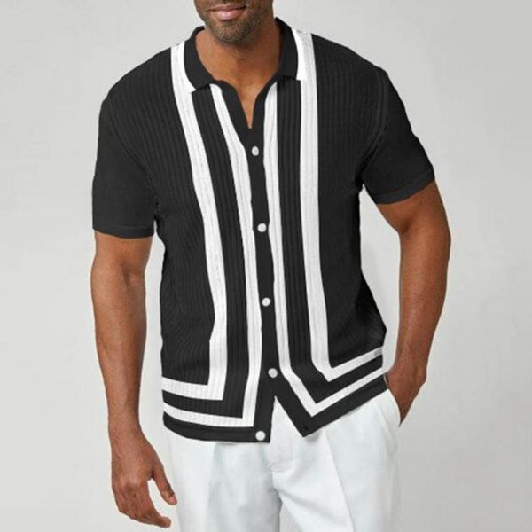 men's casual shirts men turn-down collar shirt patchwork buttons ribbing short sleeve breathable knitted streetwear, White;black
men's casual shirts men turn-down collar shirt patchwork buttons ribbing short sleeve breathable knitted streetwear, White;black