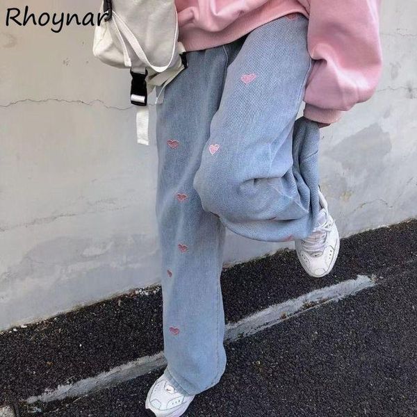 women's jeans women lovely heart-embroidery girls korean style leisure y2k stylish streetwear fashion all-match loose trousers female, Blue
women's jeans women lovely heart-embroidery girls korean style leisure y2k stylish streetwear fashion all-match loose trousers female, Blue