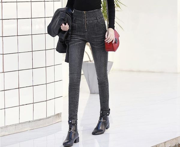 women's jeans 2021 winter black high waist zipper european and american slim pencil pants trousers, Blue
women's jeans 2021 winter black high waist zipper european and american slim pencil pants trousers, Blue