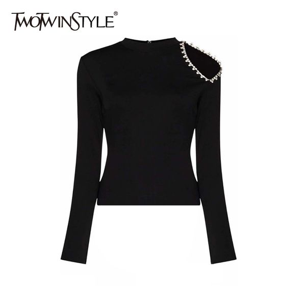 twotwinstyle off shoulder patchwork diamond for women o neck long sleeve black t shirt female fashion clothing 210517, White
twotwinstyle off shoulder patchwork diamond for women o neck long sleeve black t shirt female fashion clothing 210517, White