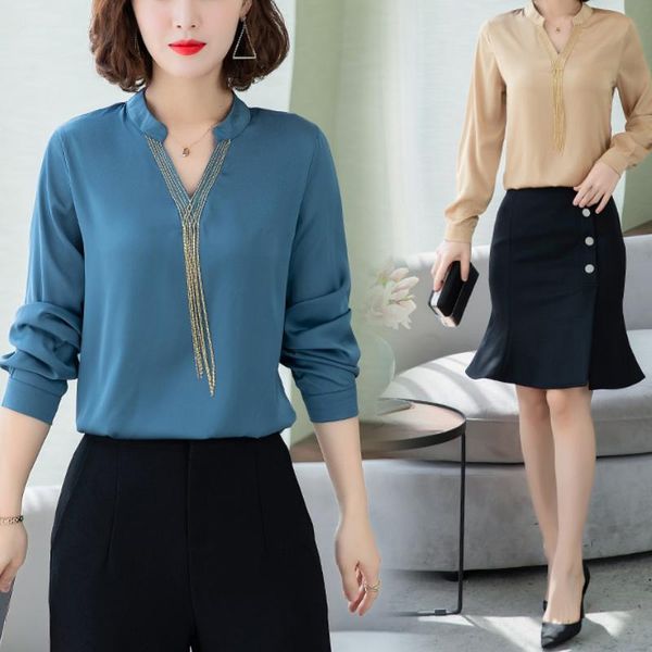 women's blouses & shirts satin v-neck silk shirt 2021 fall fashion tassel ladies solid long-sleeve ol elegant women clothing, White
women's blouses & shirts satin v-neck silk shirt 2021 fall fashion tassel ladies solid long-sleeve ol elegant women clothing, White