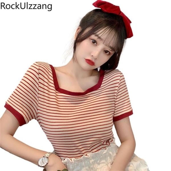 women's t-shirt striped graphic contrast collar square short sleeve women cute korean simple fashion plus size t shirt aesthetic tee, White
women's t-shirt striped graphic contrast collar square short sleeve women cute korean simple fashion plus size t shirt aesthetic tee, White