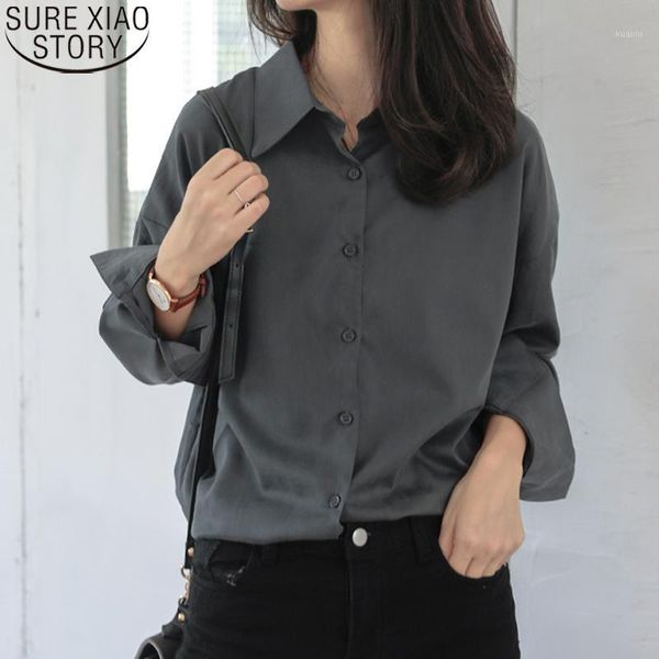 women's blouses & shirts gray blouse fashion ol style single-breasted shirt women 2021 spring autumn loose full sleeve ladies blusas 1, White
women's blouses & shirts gray blouse fashion ol style single-breasted shirt women 2021 spring autumn loose full sleeve ladies blusas 1, White