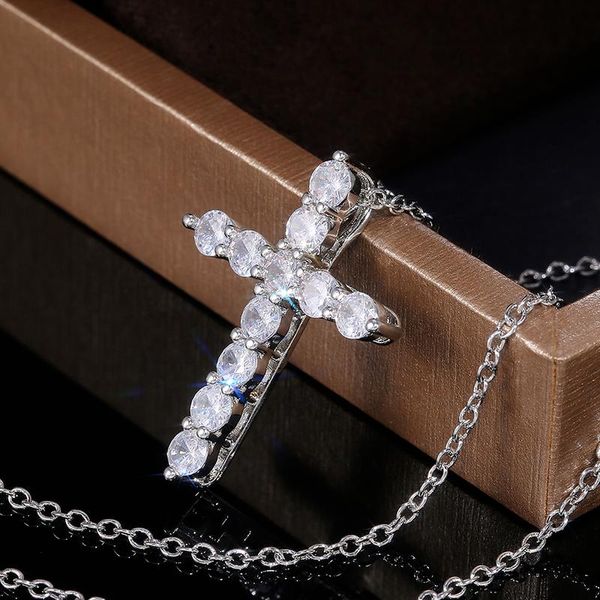 pendant necklaces caoshi temperament cross for female brilliant round cz stone women's neck chain hiphop party jewelry anniversary gift, Silver
pendant necklaces caoshi temperament cross for female brilliant round cz stone women's neck chain hiphop party jewelry anniversary gift, Silver