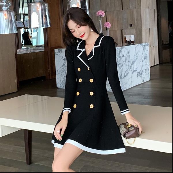 autumn winter sweater double breasted women dress a line knitting thick warm office ladies plus size vestido, Black;gray
autumn winter sweater double breasted women dress a line knitting thick warm office ladies plus size vestido, Black;gray