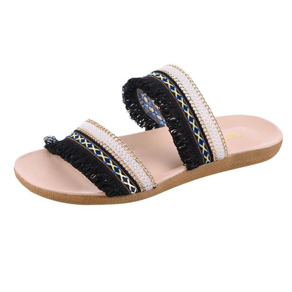 simple women summer slip-on tassel open toe beach breathable slippers romer fashion leisure sliders outdoor shoes, Black
simple women summer slip-on tassel open toe beach breathable slippers romer fashion leisure sliders outdoor shoes, Black
