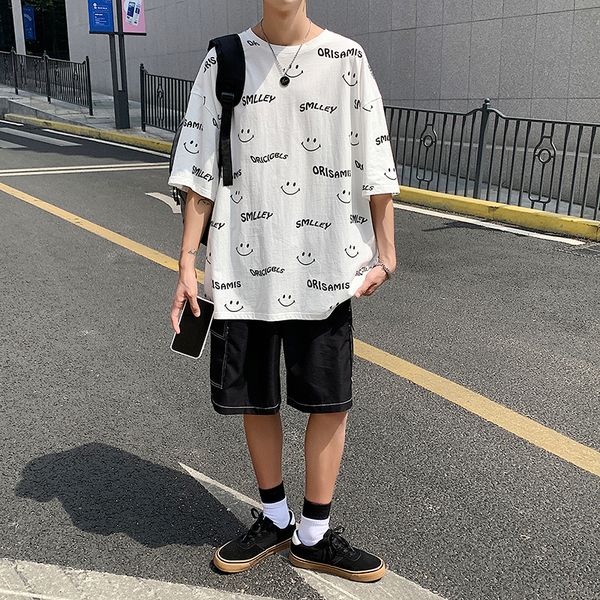 2021 summer new casual half sleeve t shirt men o neck outdoor smiley print fashion loose fit streetwear t shirt men women, White;black
2021 summer new casual half sleeve t shirt men o neck outdoor smiley print fashion loose fit streetwear t shirt men women, White;black