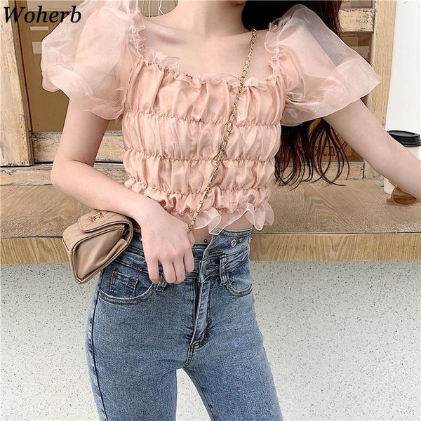 women's blouses & shirts woherb womens clothing 2021 summer chic short ruffle blouse mesh slash neck ruff sleeve shoulder strapless lad, White
women's blouses & shirts woherb womens clothing 2021 summer chic short ruffle blouse mesh slash neck ruff sleeve shoulder strapless lad, White