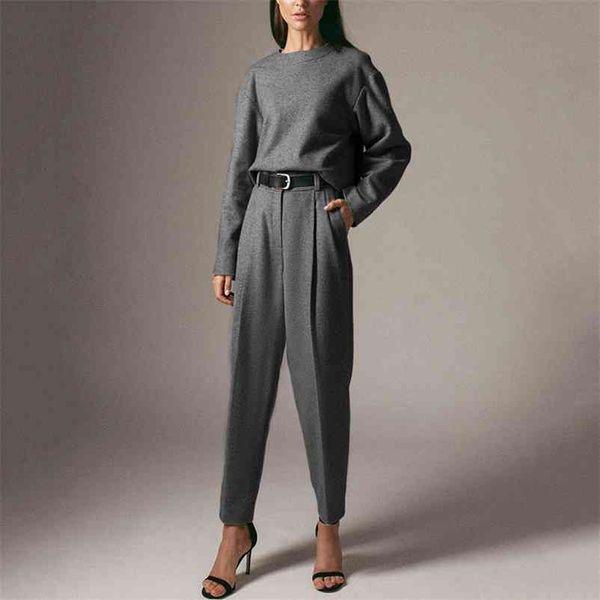autumn winter gray european and american woolen fashion women's suit pants o-neck sweater temperament two-piece 210514, White
autumn winter gray european and american woolen fashion women's suit pants o-neck sweater temperament two-piece 210514, White