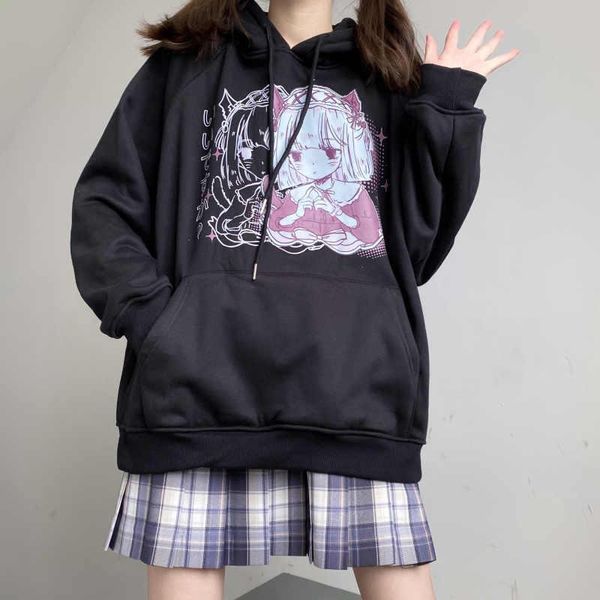 women's hoodies & sweatshirts harajuku long sleeve vintage print autumn japanese anime cartoon kpop women hoodie drop pullover pocket, Black
women's hoodies & sweatshirts harajuku long sleeve vintage print autumn japanese anime cartoon kpop women hoodie drop pullover pocket, Black
