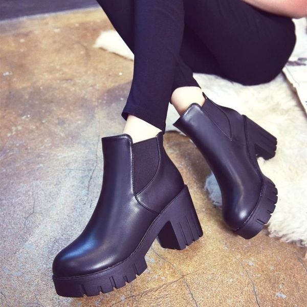 european and american round toe high heel boots short nude thick platform women's shoes, Black
european and american round toe high heel boots short nude thick platform women's shoes, Black