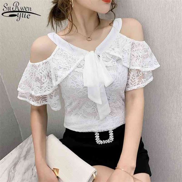 summer blouse korean style lace shirt women and ruffled off-the-shoulder slim bow tie female 14256 210427, White
summer blouse korean style lace shirt women and ruffled off-the-shoulder slim bow tie female 14256 210427, White