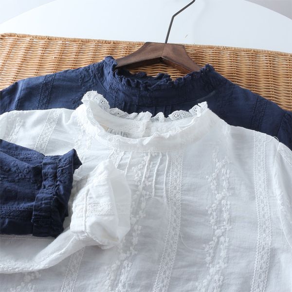 women's blouses & shirts princess blouse full cotton stand collar sweet pull shirt literary and artistic design blusas plus size spring, White
women's blouses & shirts princess blouse full cotton stand collar sweet pull shirt literary and artistic design blusas plus size spring, White