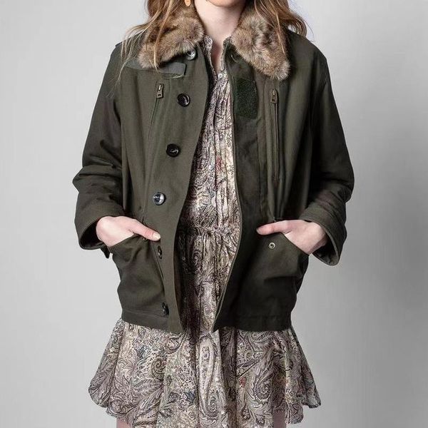 women's jackets zv 2021 autumn winter army green back embroidered jacket, Black;brown
women's jackets zv 2021 autumn winter army green back embroidered jacket, Black;brown