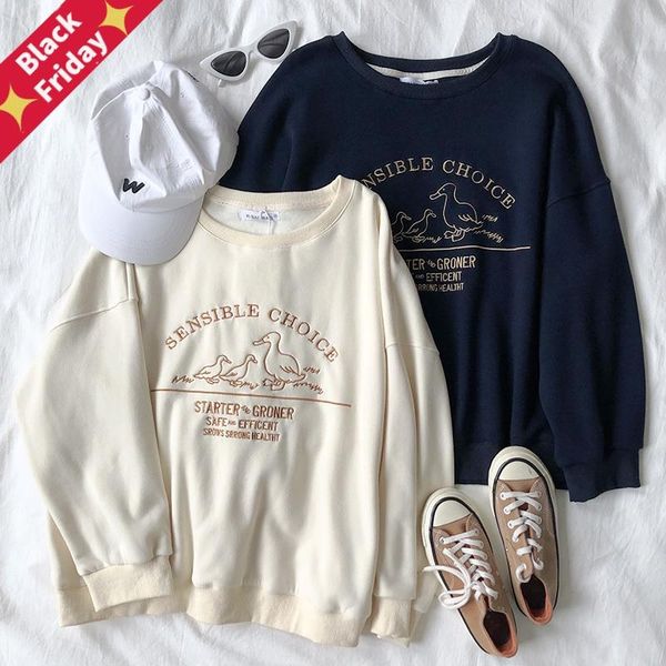 mooirue duckling embroidery women sweatshirt loose harajuku oversize pullovers for autumn women's hoodies & sweatshirts, Black
mooirue duckling embroidery women sweatshirt loose harajuku oversize pullovers for autumn women's hoodies & sweatshirts, Black
