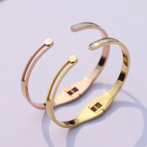 design jewelry net red same gold-plated titanium stainless steel open bracelet fashion personalized bracelet, White
design jewelry net red same gold-plated titanium stainless steel open bracelet fashion personalized bracelet, White