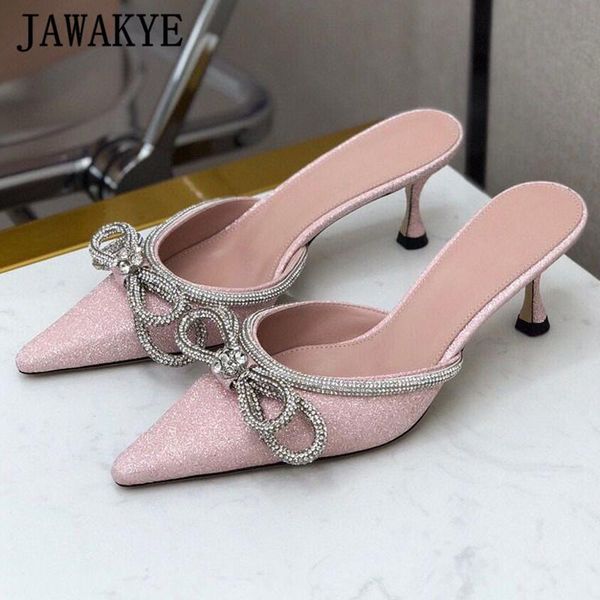 chic crystal bowties party wedding slippers for women pointy toe satin sequined runway mules 6.5cm high heels slides, Black
chic crystal bowties party wedding slippers for women pointy toe satin sequined runway mules 6.5cm high heels slides, Black