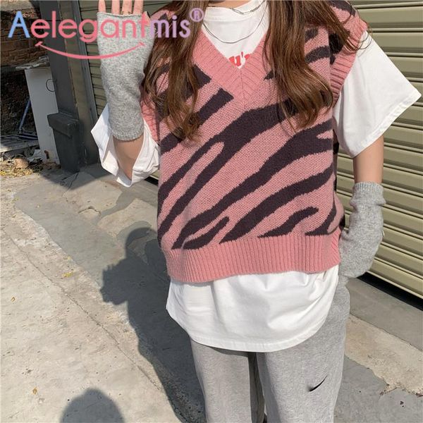 aelegantmis vintage zebra pink sweater vest women colorful knitted leopard casual plaid sleeveless jumpers female kawaii women's vests, Black;white
aelegantmis vintage zebra pink sweater vest women colorful knitted leopard casual plaid sleeveless jumpers female kawaii women's vests, Black;white