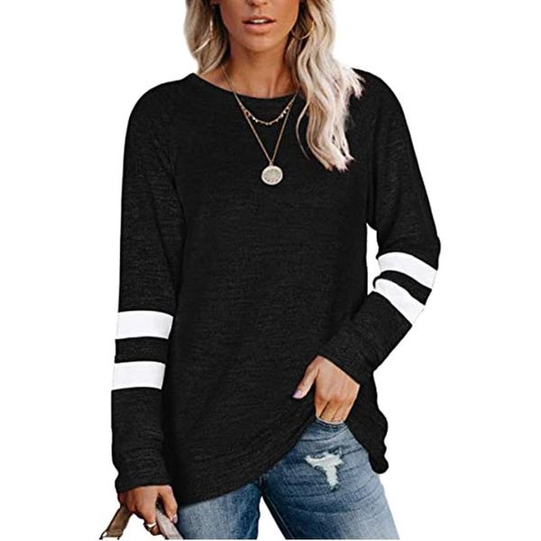 fashion stripe long sleeve stitching women's autumn t-shirt casual o-neck loose basic black ladies cotton polyester blue tee, White
fashion stripe long sleeve stitching women's autumn t-shirt casual o-neck loose basic black ladies cotton polyester blue tee, White