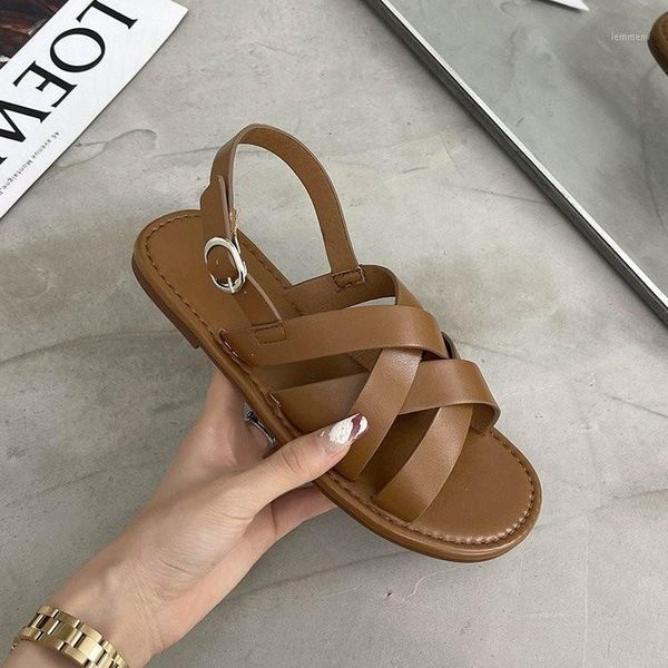 sandals summer brown women soft casual flats designer slip on leather cross strap rome shoesstudent1, Black
sandals summer brown women soft casual flats designer slip on leather cross strap rome shoesstudent1, Black