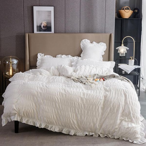 bedding sets luxury white gray pink korean princess style set duvet cover 1.5m 1.8m bed skirt or sheet pillowcases home textile
bedding sets luxury white gray pink korean princess style set duvet cover 1.5m 1.8m bed skirt or sheet pillowcases home textile