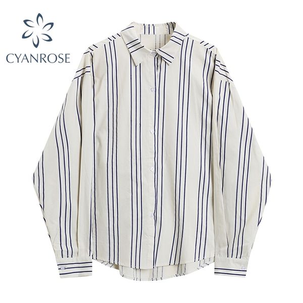korean striped blouse spring long sleeve bf oversized single breasted lapel shirt female casual streetwear chic ladies 210430, White
korean striped blouse spring long sleeve bf oversized single breasted lapel shirt female casual streetwear chic ladies 210430, White