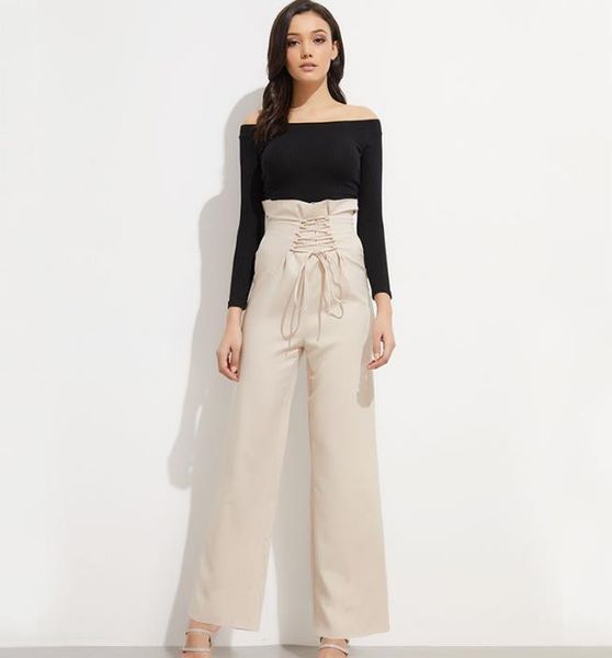 women's pants & capris summer women clothing high waist wide leg elegant ruffled trousers, Black;white
women's pants & capris summer women clothing high waist wide leg elegant ruffled trousers, Black;white