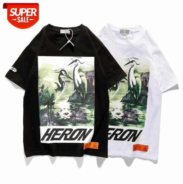 h.p green crane printing round neck pullover for men and women with short sleeves #yz7m, White;black
h.p green crane printing round neck pullover for men and women with short sleeves #yz7m, White;black