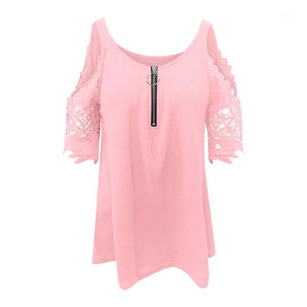 women's blouses & shirts womens v-neck collar zipper color short sleeve fold casual cold shoulder blouse blusas mujer de moda 2021, White
women's blouses & shirts womens v-neck collar zipper color short sleeve fold casual cold shoulder blouse blusas mujer de moda 2021, White