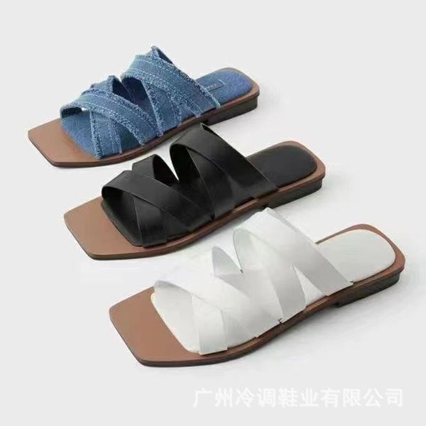 flat bottom sandals women's summer style square head cross belt low heel lazy beach slippers, Black
flat bottom sandals women's summer style square head cross belt low heel lazy beach slippers, Black