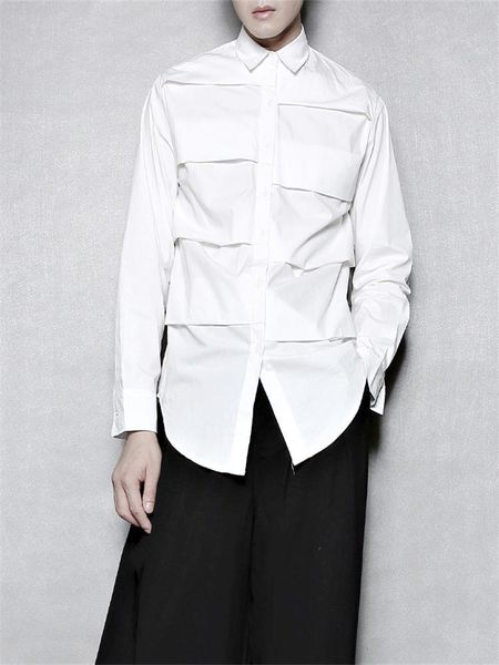 men's casual shirts long-sleeve shirt spring and autumn slim pointed collar white pleated design mature large size, White;black
men's casual shirts long-sleeve shirt spring and autumn slim pointed collar white pleated design mature large size, White;black