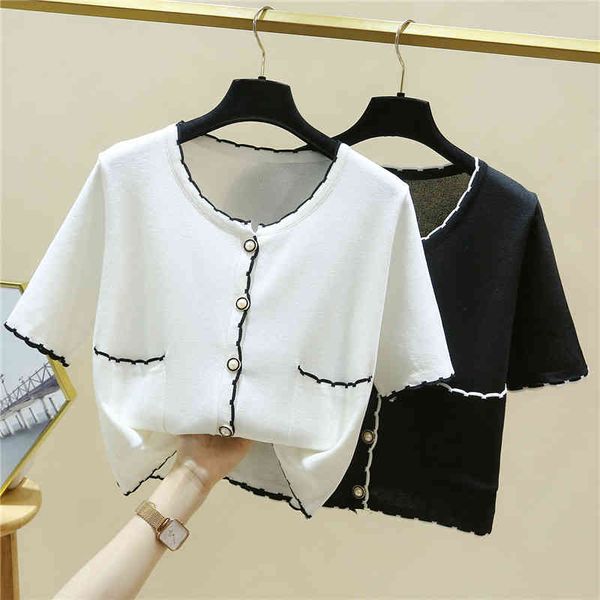 women's sweaters short sweater for women in sleeves thin summer korean knit button woman femme rg9u, White;black
women's sweaters short sweater for women in sleeves thin summer korean knit button woman femme rg9u, White;black