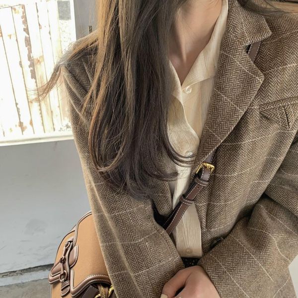 women's suits & blazers spring and autumn 2021 woolen jacket for versatile korean version one button herringbone fabric 1039, White;black
women's suits & blazers spring and autumn 2021 woolen jacket for versatile korean version one button herringbone fabric 1039, White;black