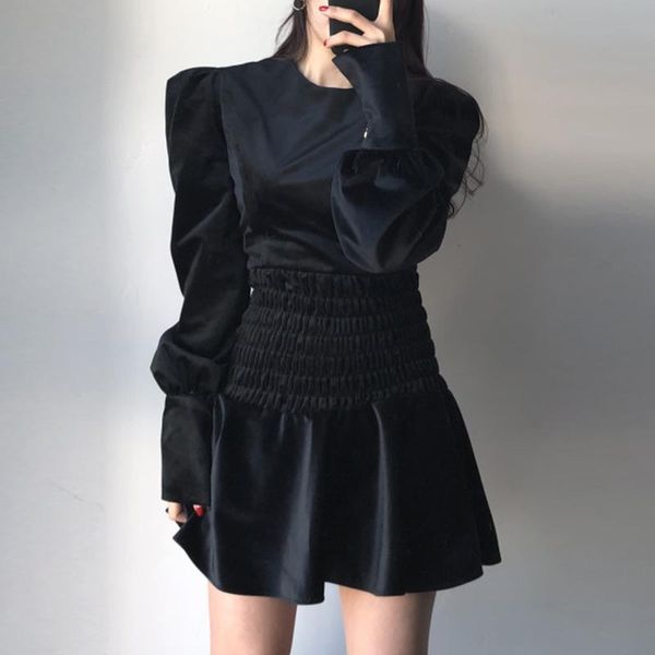 casual dresses autumn ruffle pleated slim dress women o-neck long puff sleeve female black patchwork a-line mini party vestidos, Black;gray
casual dresses autumn ruffle pleated slim dress women o-neck long puff sleeve female black patchwork a-line mini party vestidos, Black;gray