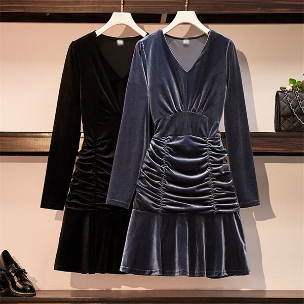casual dresses autumn winter velvet dress women v-neck long sleeve ruffle elegant mini party bodycon plus size robe femme, Black;gray
casual dresses autumn winter velvet dress women v-neck long sleeve ruffle elegant mini party bodycon plus size robe femme, Black;gray