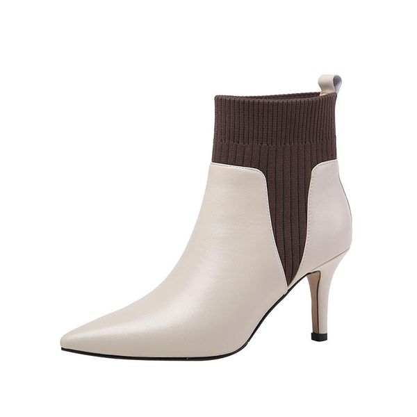 boots genuine leather knitting women shoes autumn winter high heels ankle pointed toe pumps party dress woman, Black
boots genuine leather knitting women shoes autumn winter high heels ankle pointed toe pumps party dress woman, Black