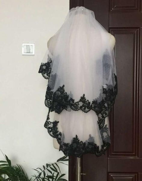 bridal veils 2t black lace hem veil white or ivory bride wedding length fingertip with comb
bridal veils 2t black lace hem veil white or ivory bride wedding length fingertip with comb