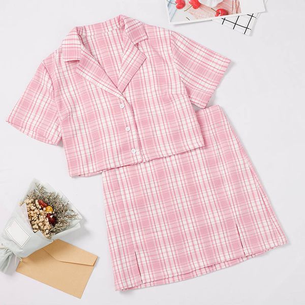 plaid patachwork notched 2 piece women sets short sleeve t-shirt and split mini skirt female set summer sweet fashion lady suit 210524, White
plaid patachwork notched 2 piece women sets short sleeve t-shirt and split mini skirt female set summer sweet fashion lady suit 210524, White