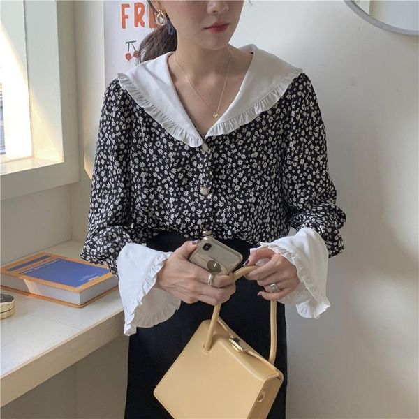 women's blouses & shirts qweek elegant blouse women cottagecore floral print button up shirt black long sleeve korean fashion office la, White
women's blouses & shirts qweek elegant blouse women cottagecore floral print button up shirt black long sleeve korean fashion office la, White