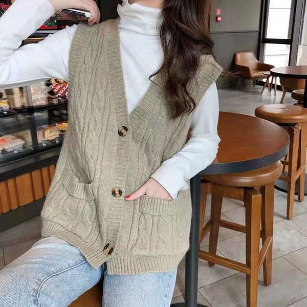 women's vests spring/autumn style knitted sweater vest women oversized cardigan vintage sleeveless v-neck female waistcoat, Black;white
women's vests spring/autumn style knitted sweater vest women oversized cardigan vintage sleeveless v-neck female waistcoat, Black;white